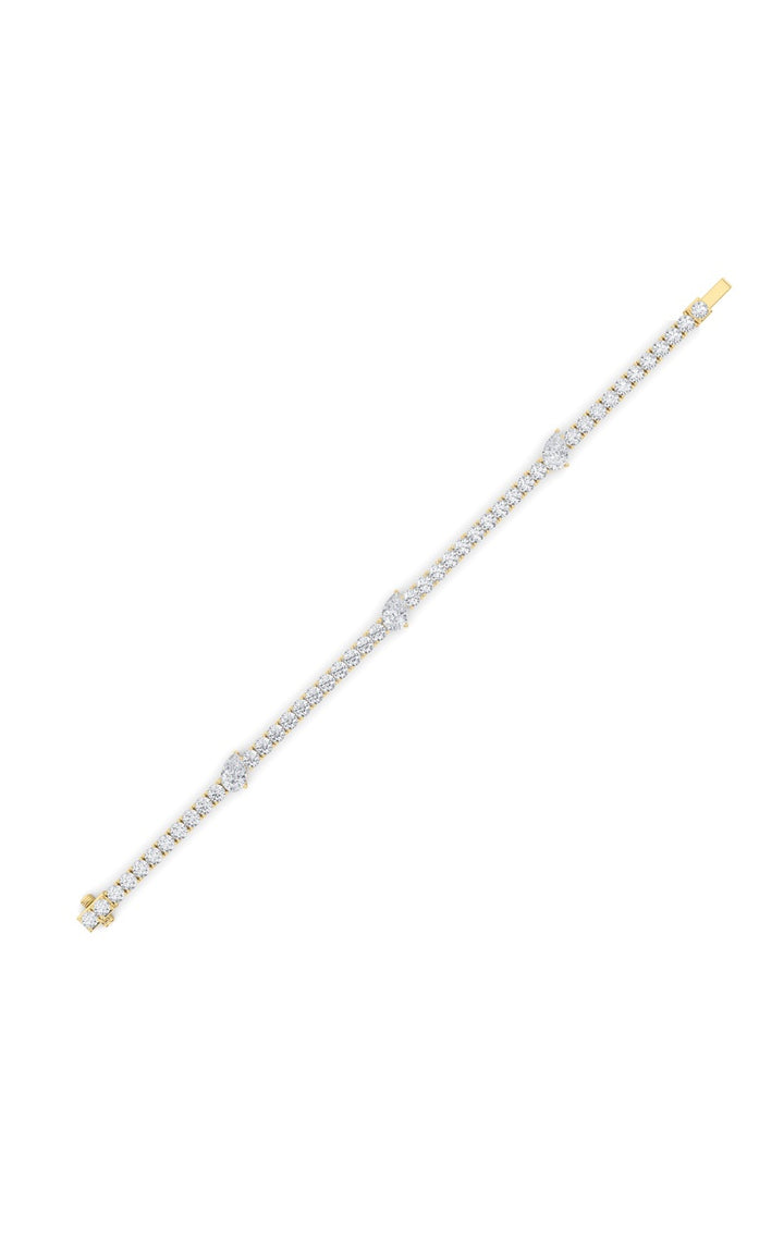 10Cttw Pear Shaped Lab Grown Diamond (F/VS) East West Station Bracelet in 14K Gold