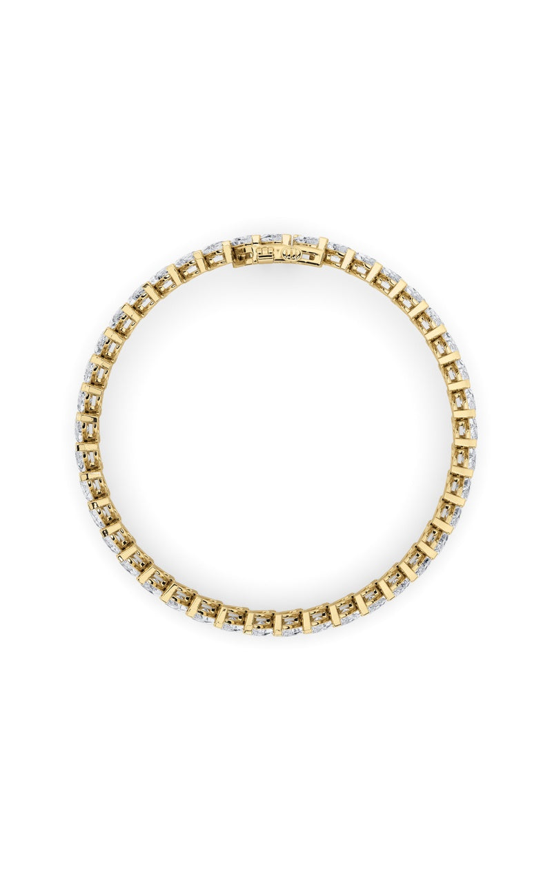 16.5Cttw Marquise Shaped Lab Grown Diamond (F/VS)Angled Line Bracelet in 14K Gold