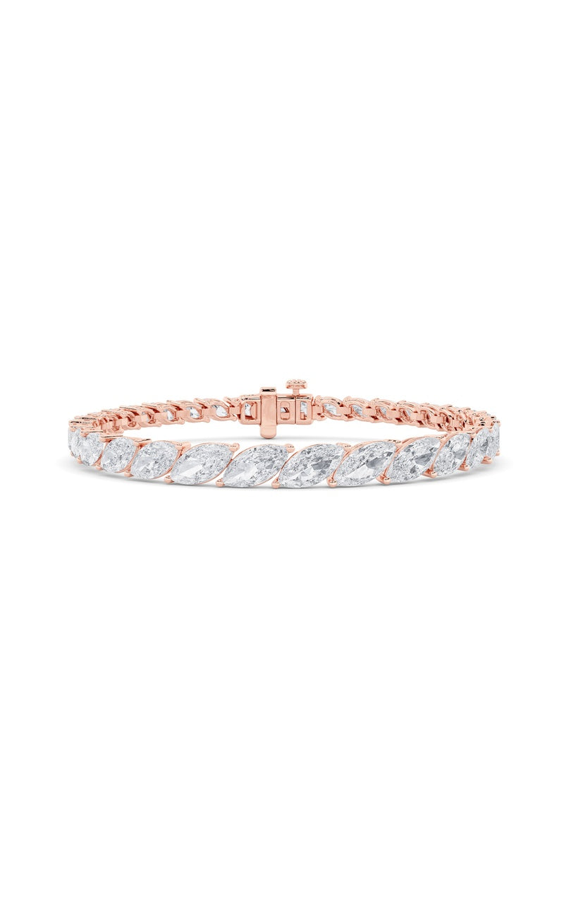 13.5Cttw Marquise Shaped Lab Grown Diamond (F/VS) Bracelet in 14K Gold