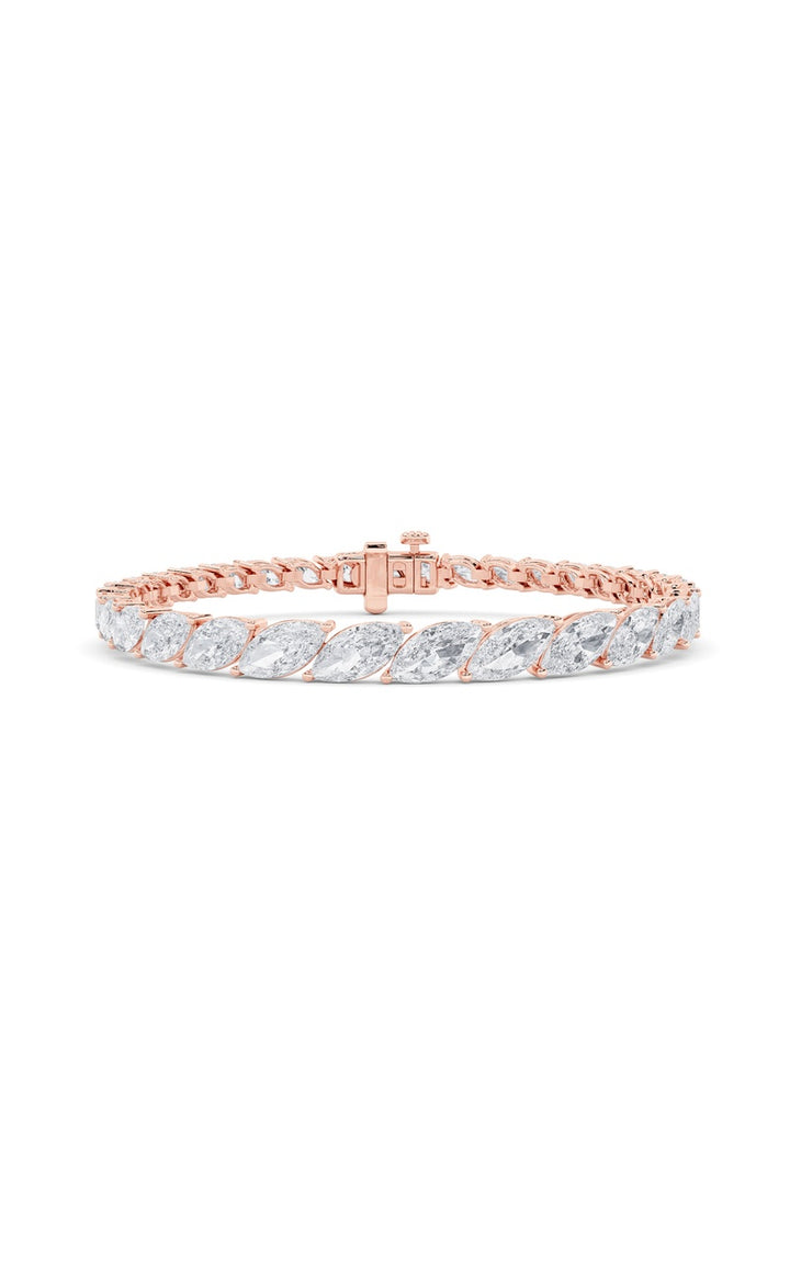 13.5Cttw Marquise Shaped Lab Grown Diamond (F/VS) Bracelet in 14K Gold