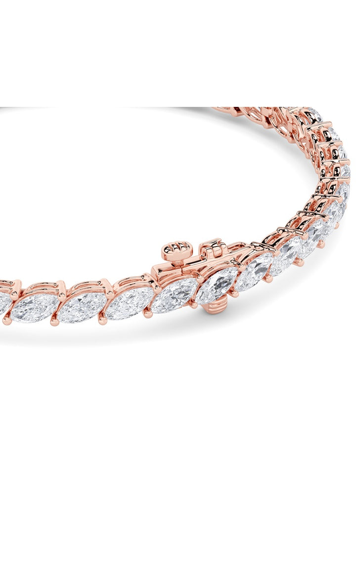 13.5Cttw Marquise Shaped Lab Grown Diamond (F/VS) Bracelet in 14K Gold