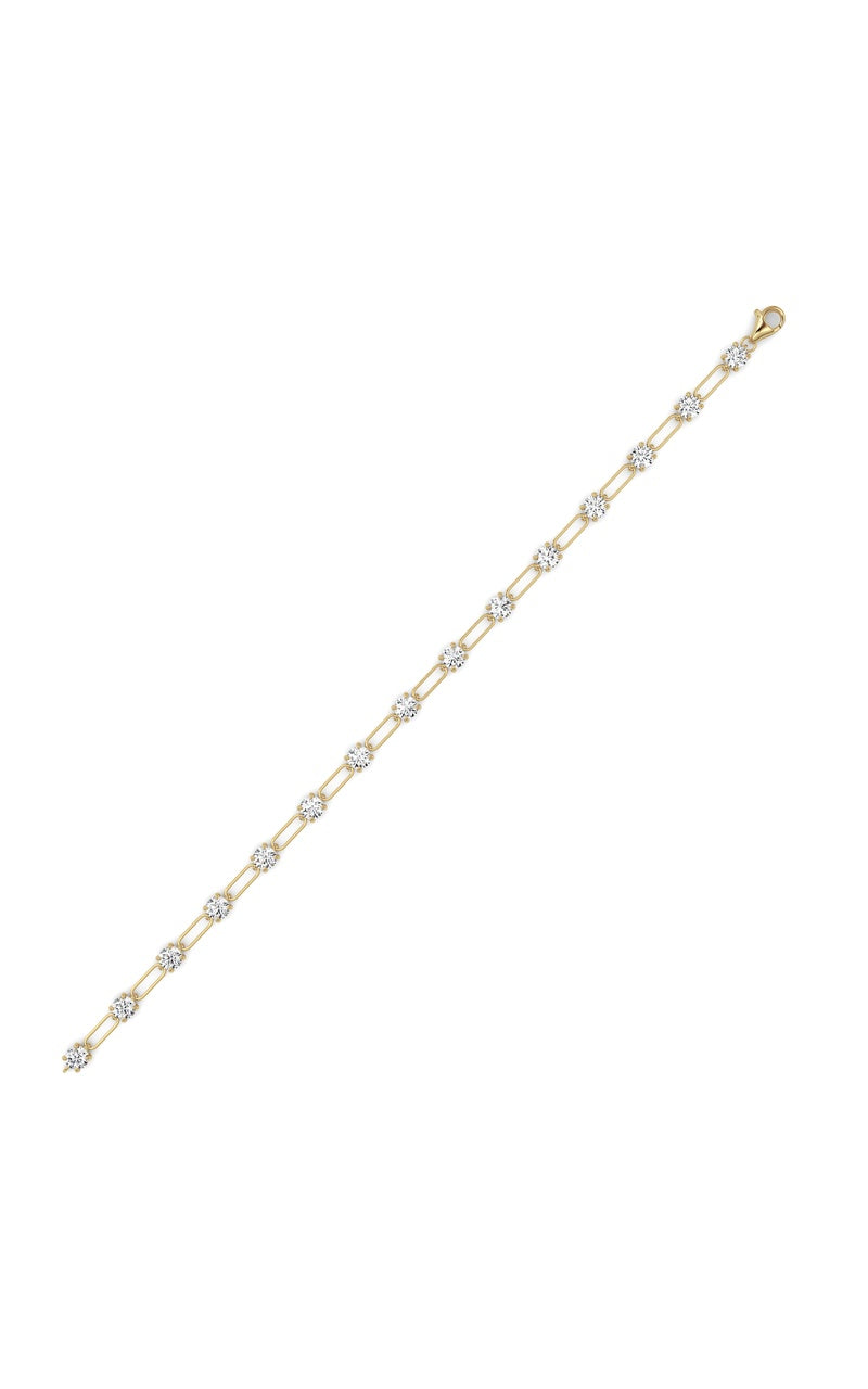 3Cttw Round Shaped Lab Grown Diamond (F/VS) Station Bracelet in 14K Gold