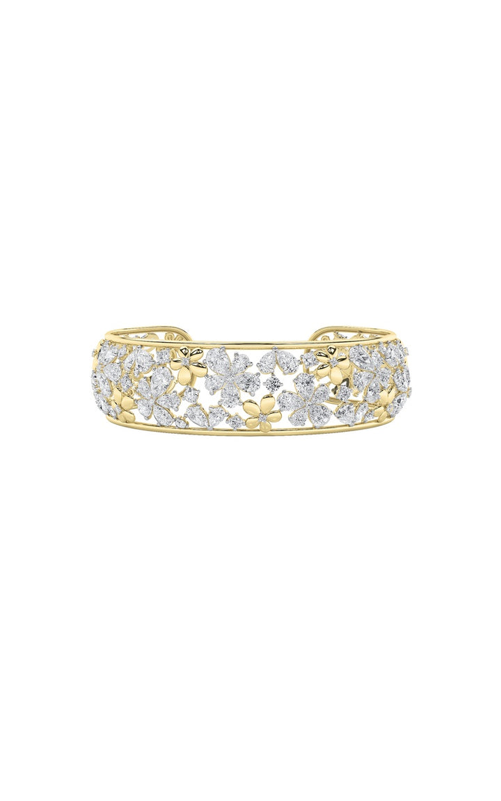 23.5Cttw Mix Shaped Lab Grown Diamond (F/VS) Fancy Flower Bracelet in 14K Gold