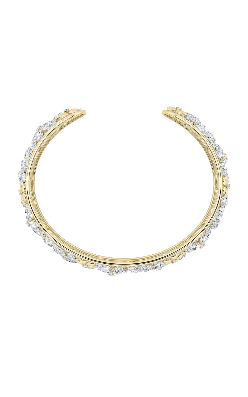 23.5Cttw Mix Shaped Lab Grown Diamond (F/VS) Fancy Flower Bracelet in 14K Gold