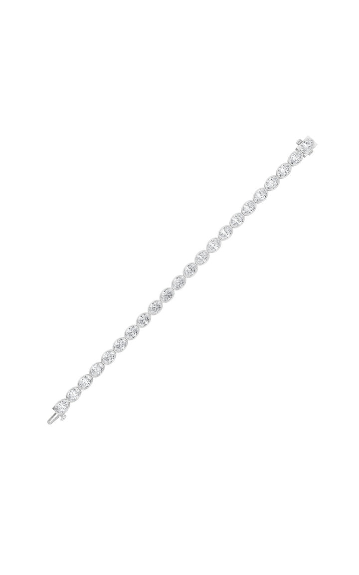 15Cttw Oval Shaped Lab Grown Diamond (F/VS) East West Bezel Set Bracelet in 14K Gold