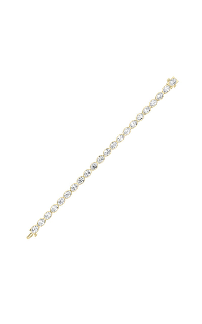 15Cttw Oval Shaped Lab Grown Diamond (F/VS) East West Bezel Set Bracelet in 14K Gold
