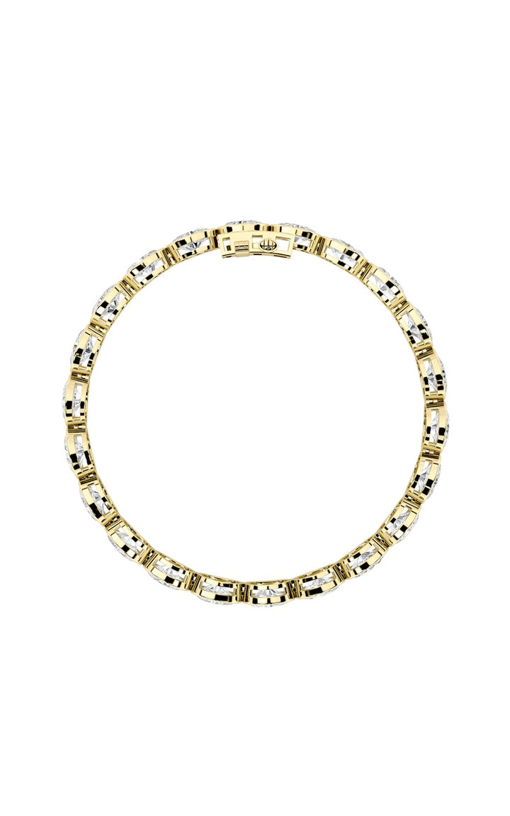 15Cttw Oval Shaped Lab Grown Diamond (F/VS) East West Bezel Set Bracelet in 14K Gold