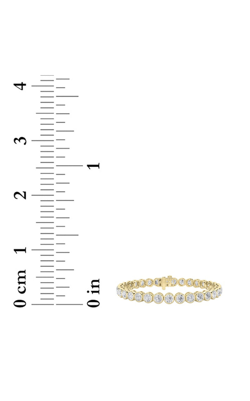 10Cttw Round Shaped Lab Grown Diamond (F/VS) East West Bezel Set Bracelet in 14K Gold
