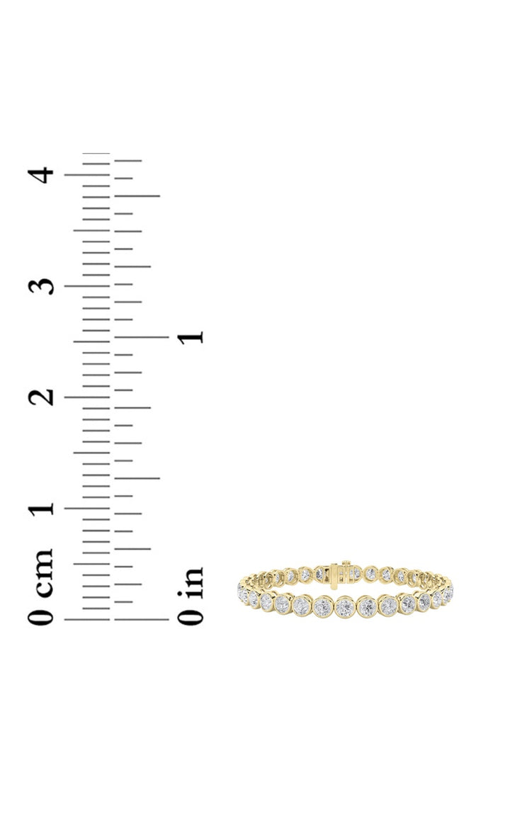 10Cttw Round Shaped Lab Grown Diamond (F/VS) East West Bezel Set Bracelet in 14K Gold