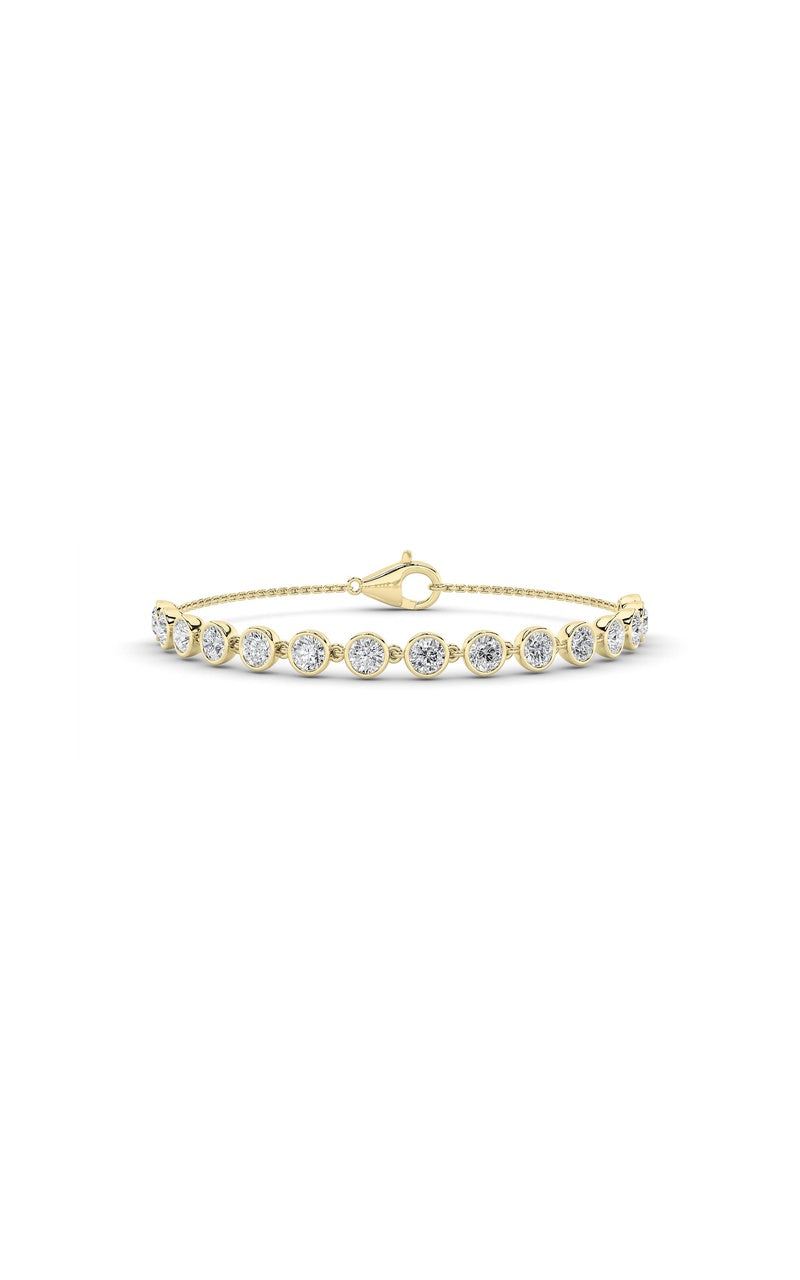 3Cttw Round Shaped Lab Grown Diamond (F/VS) BezelSet Bracelet in 14K Gold