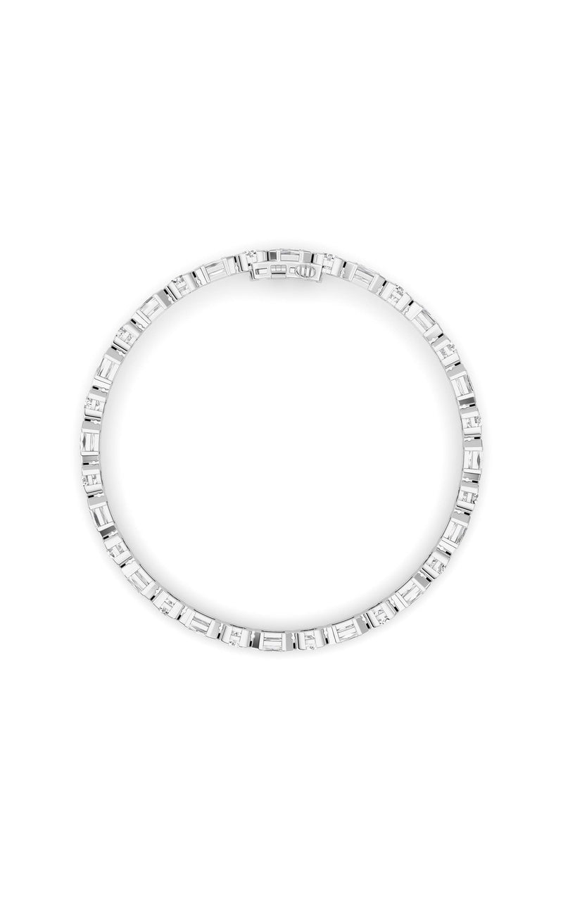 13Cttw Emerald And Round Shaped Lab Grown Diamond (F/VS) Semi Bezel Line Bracelet in 14K Gold