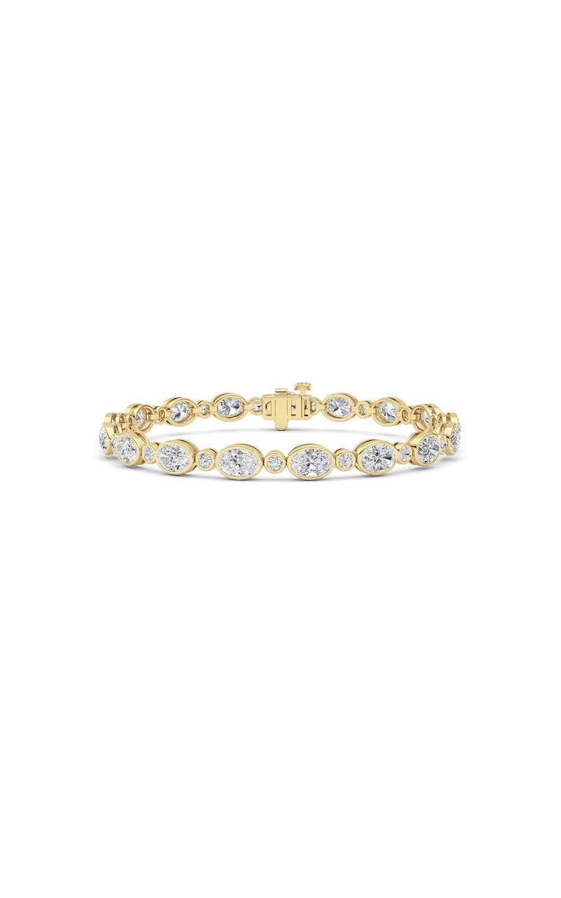 8Cttw Oval And Round Lab Grown Diamond (F/VS ) Bezel Set Bracelet in 14K Gold