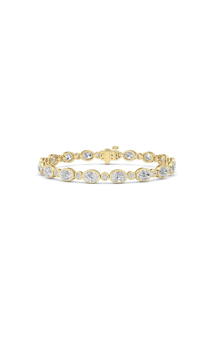 8Cttw Oval And Round Lab Grown Diamond (F/VS ) Bezel Set Bracelet in 14K Gold
