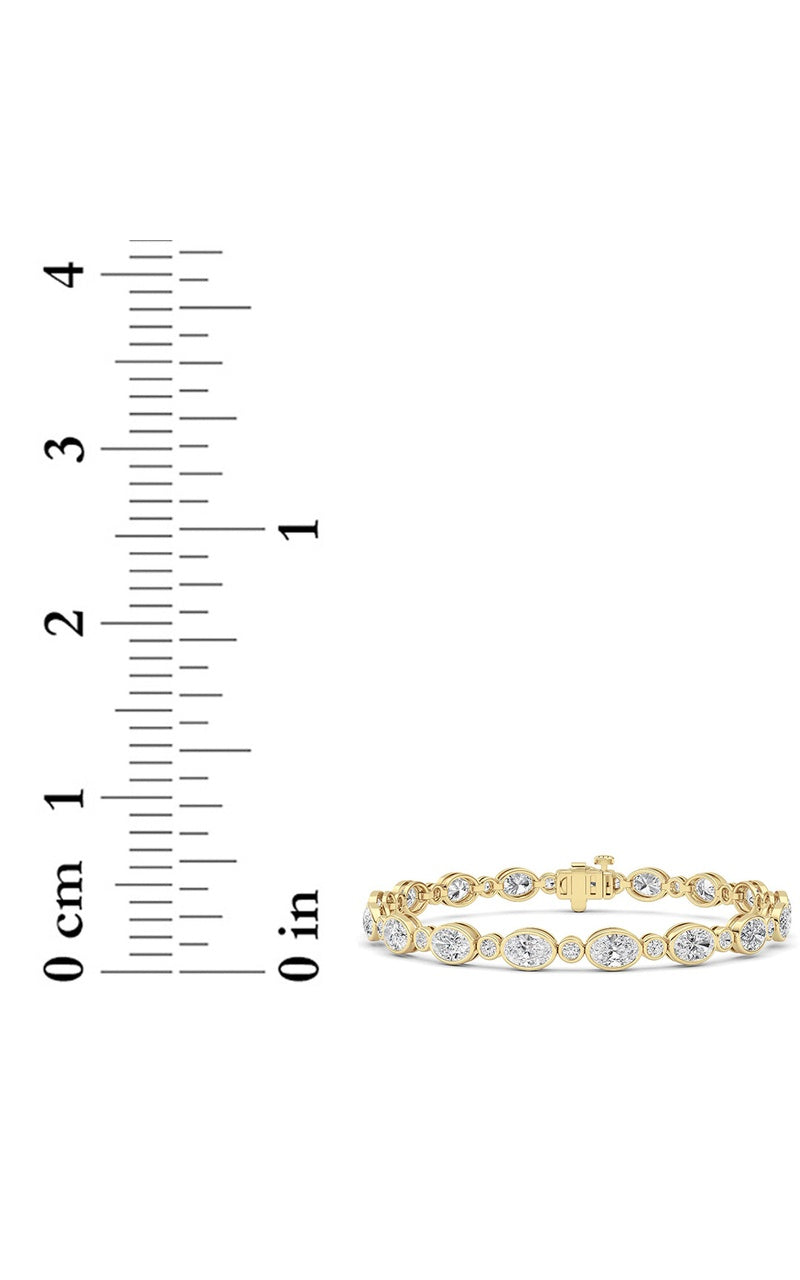 8Cttw Oval And Round Lab Grown Diamond (F/VS ) Bezel Set Bracelet in 14K Gold