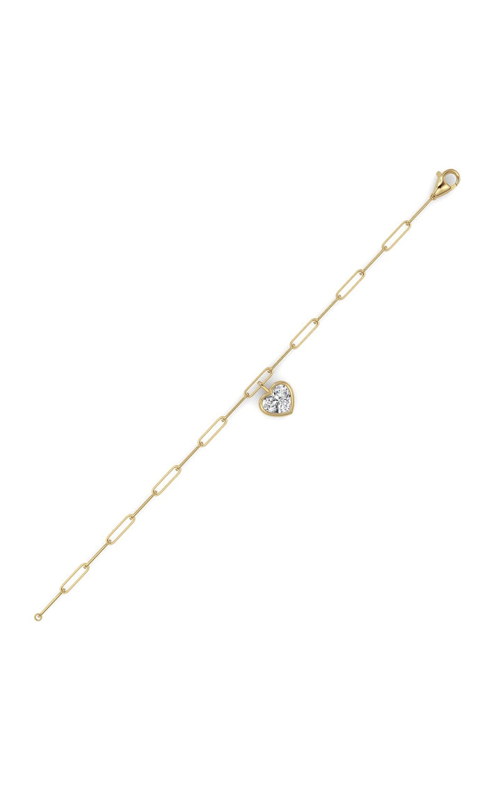 3Cttw Heart Lab Grown Diamond (F/VS ) Bezel Set Bracelet in 14K Gold