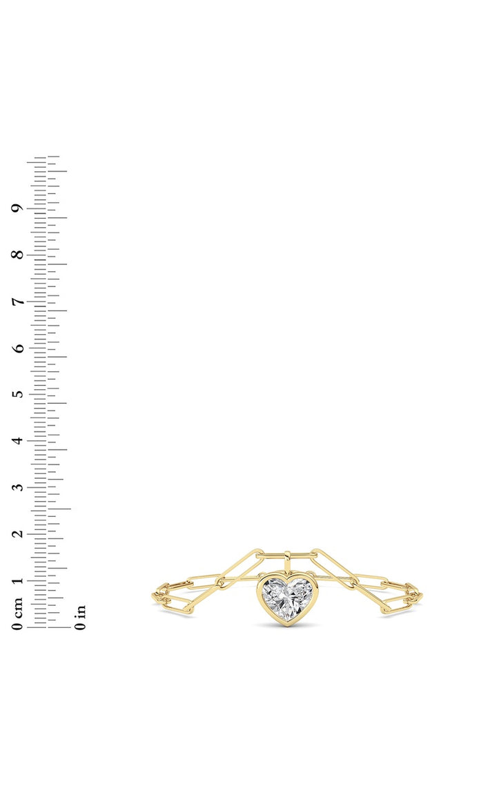3Cttw Heart Lab Grown Diamond (F/VS ) Bezel Set Bracelet in 14K Gold