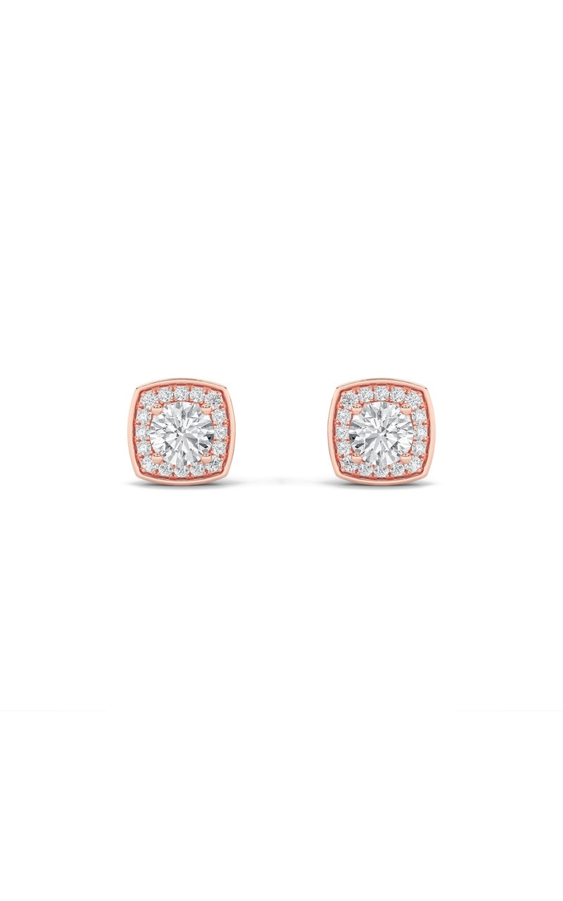 2Cttw Round Shaped Lab Grown Diamond (F/VS) Halo Stud Earrings in 14K Gold