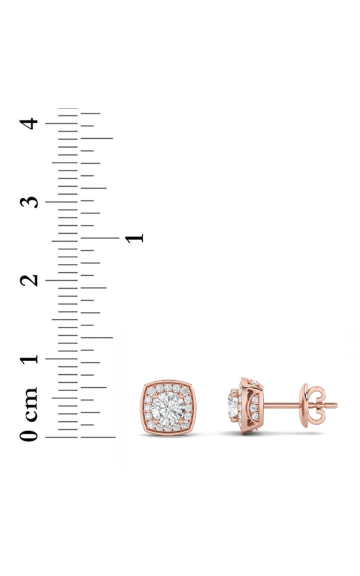 2Cttw Round Shaped Lab Grown Diamond (F/VS) Halo Stud Earrings in 14K Gold