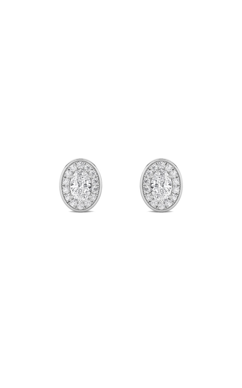 2Cttw Oval Shaped Lab Grown Diamond (F/VS) Halo Stud Earrings in 14K Gold