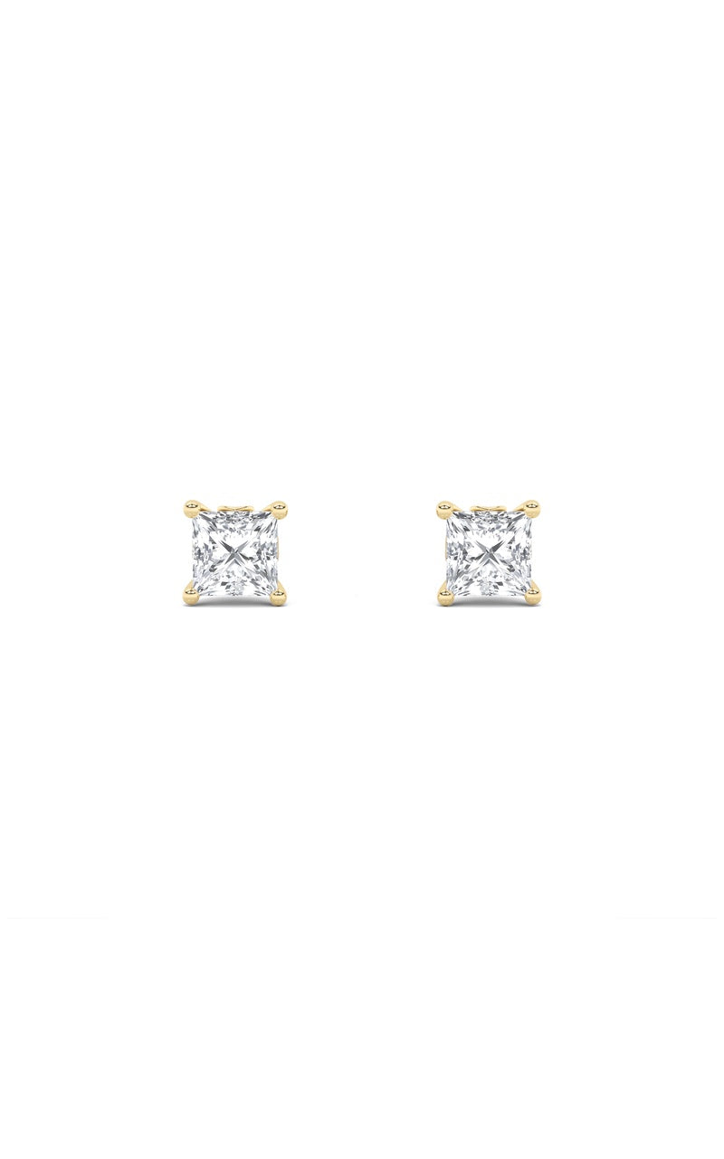 2Cttw Princess Shaped Lab Grown Diamond (F/VS) Tulip Head Stud Earrings in 14K Gold