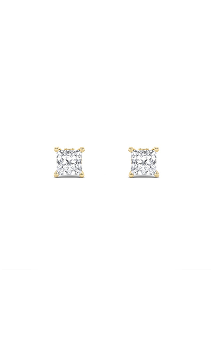 2Cttw Princess Shaped Lab Grown Diamond (F/VS) Tulip Head Stud Earrings in 14K Gold