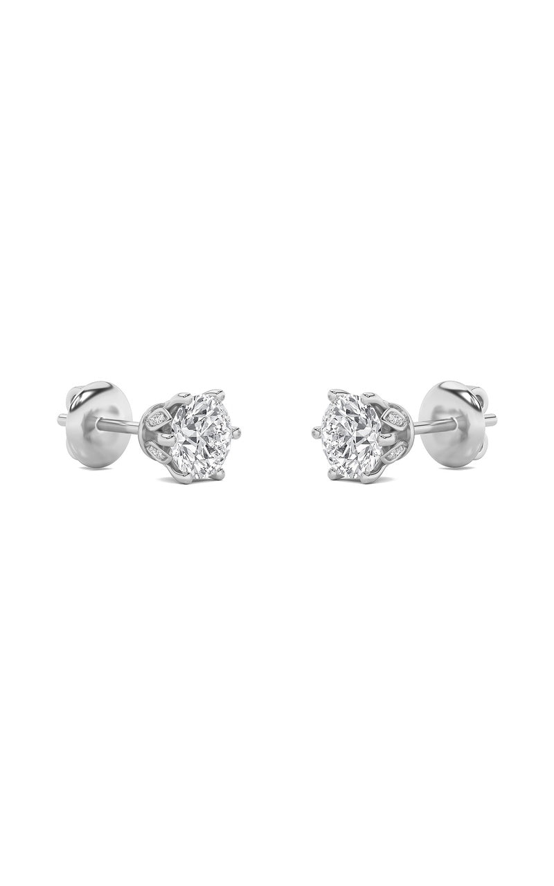 3Cttw Round Shaped Lab Grown Diamond (F/VS) TulipHead Stud Earrings in 14K Gold