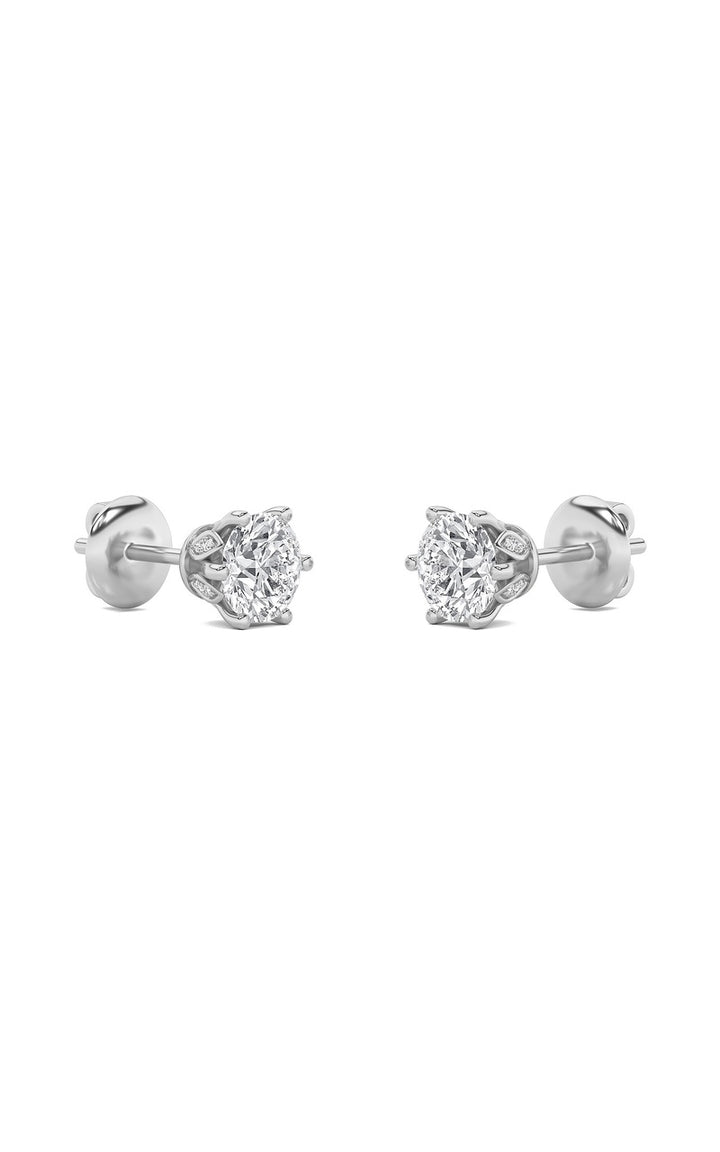 3Cttw Round Shaped Lab Grown Diamond (F/VS) Tulip Head Stud Earrings in 14K Gold