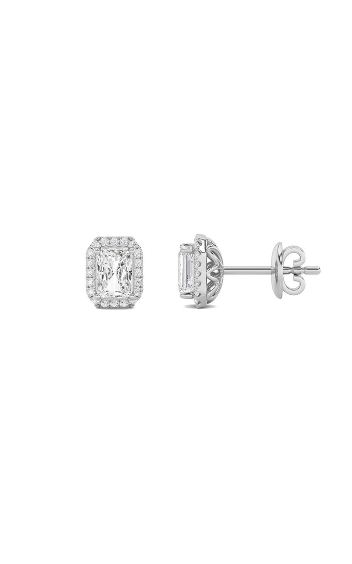 2Cttw Radiant Shaped Lab Grown Diamond (F/VS) Earrings in 14K Gold