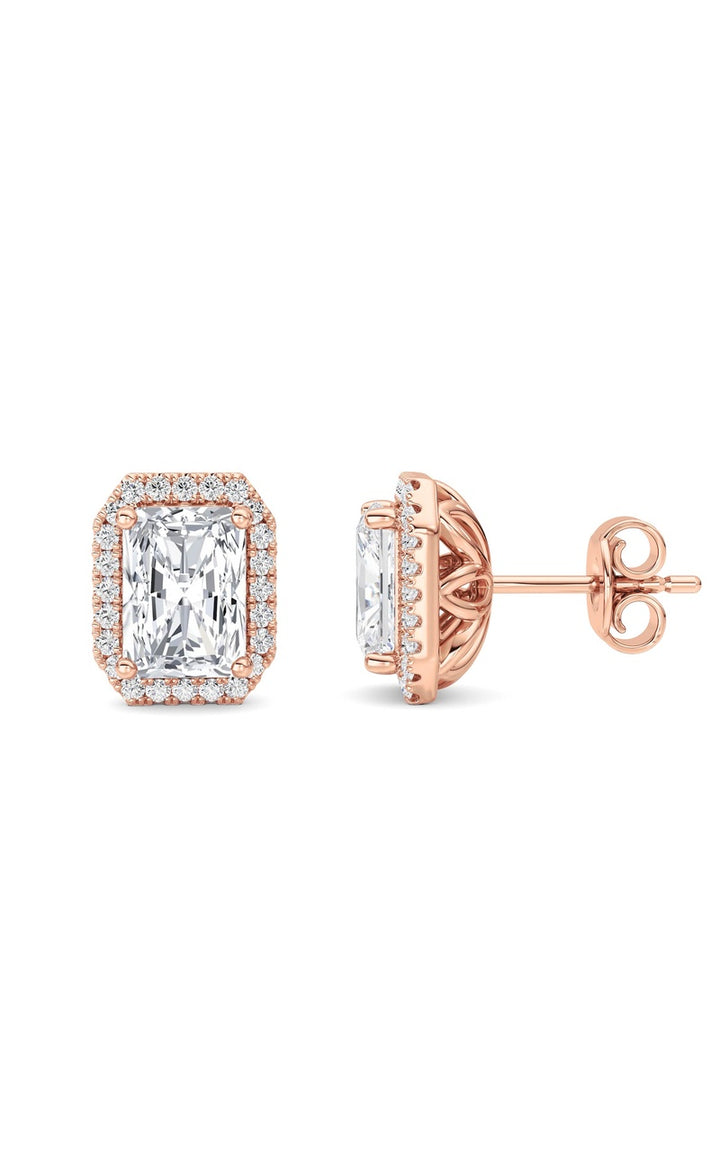 2Cttw Radiant Shaped Lab Grown Diamond (F/VS) Earrings in 14K Gold