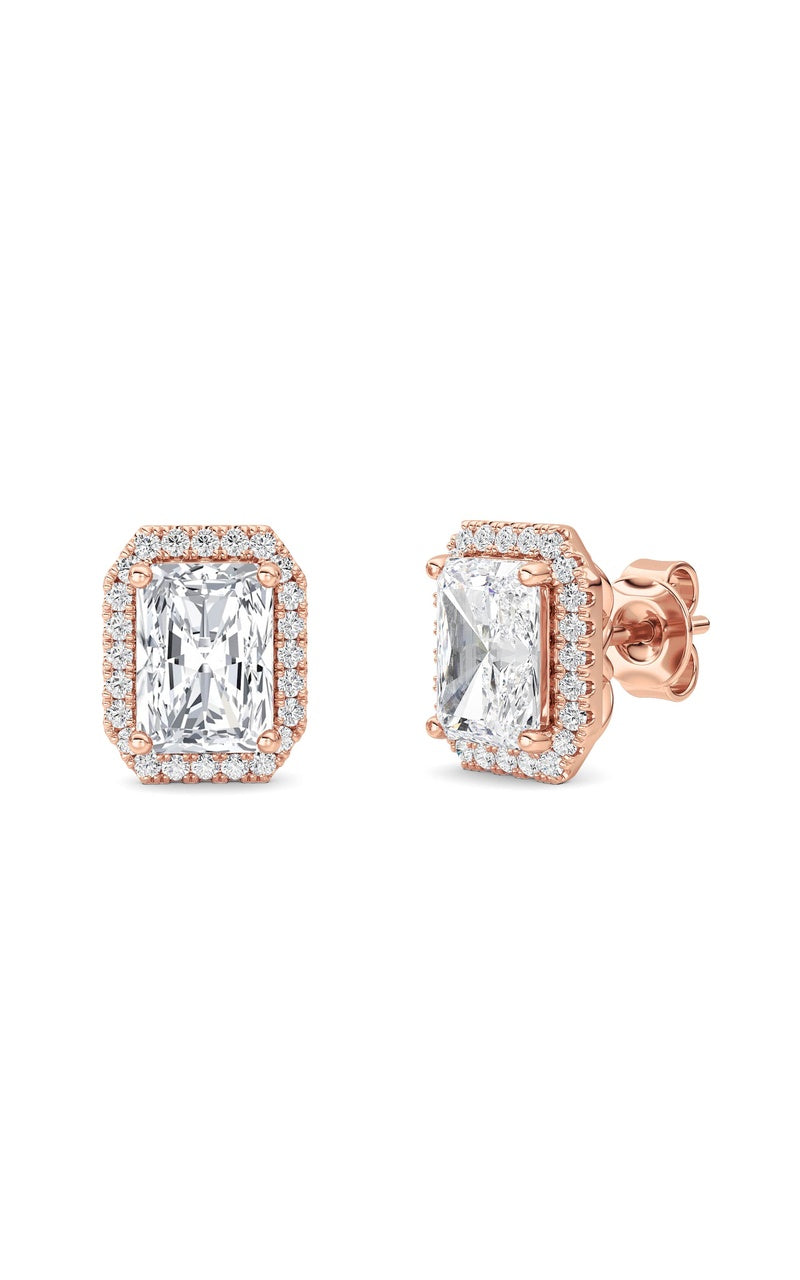 2Cttw Radiant Shaped Lab Grown Diamond (F/VS) Earrings in 14K Gold
