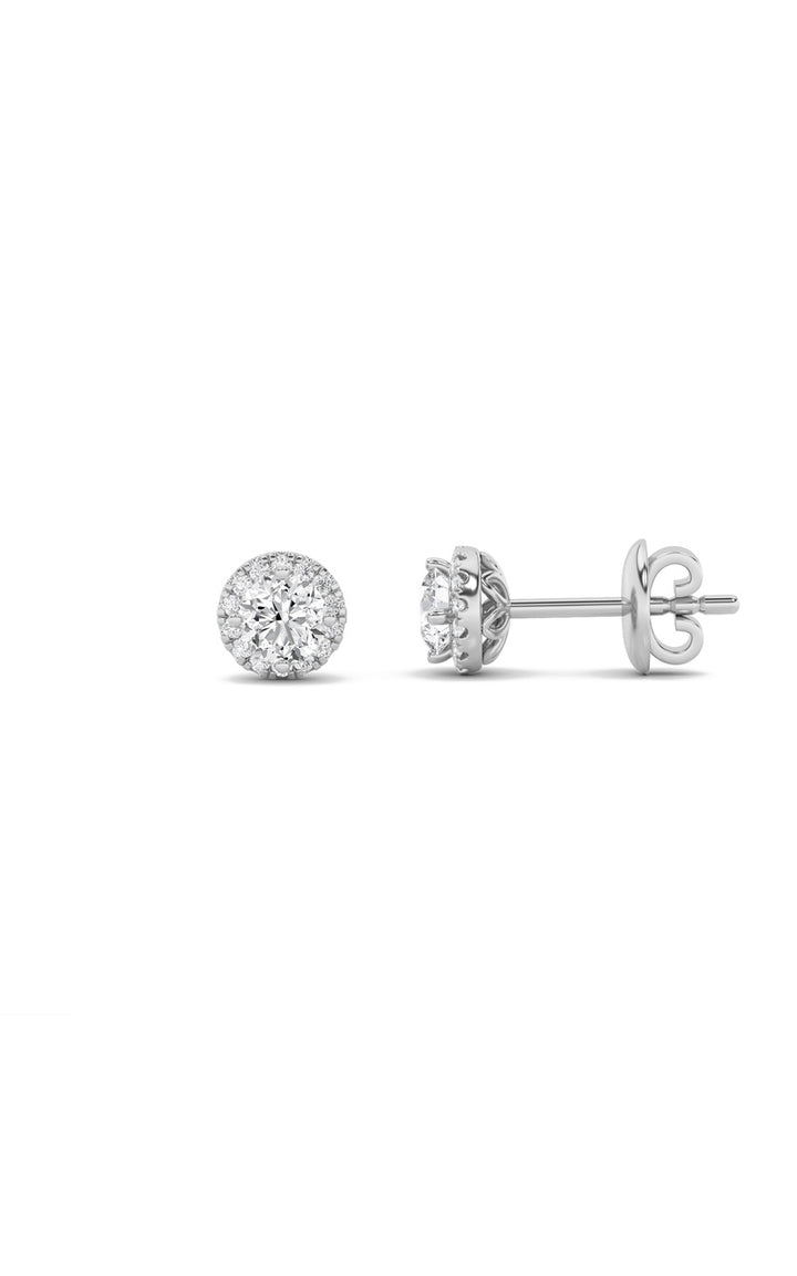 1.5Cttw Round Shaped Lab Grown Diamond (F/VS) Halo Stud Earrings in 14K Gold
