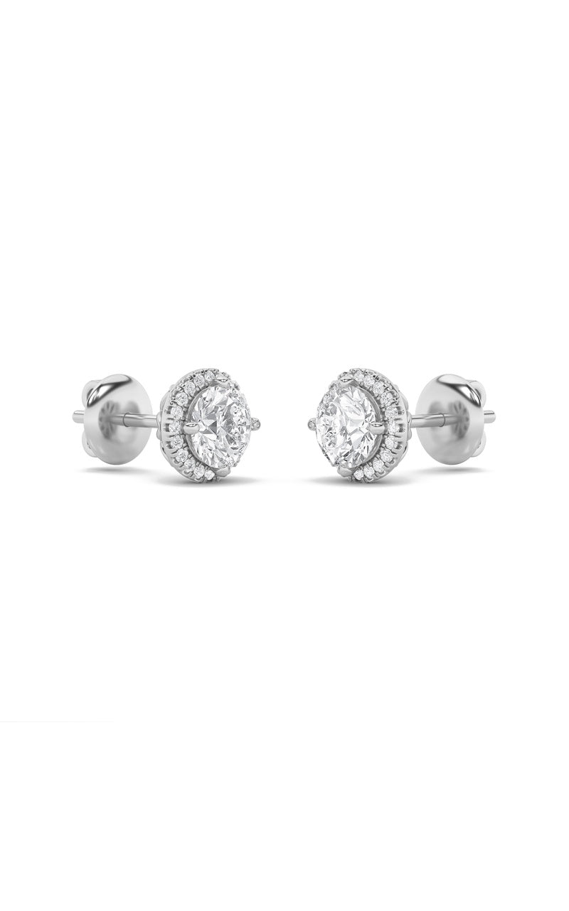 1.5Cttw Round Shaped Lab Grown Diamond (F/VS) Halo Stud Earrings in 14K Gold