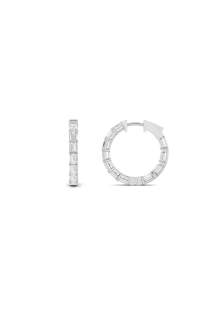 3.5Cttw Emerald Shaped Lab Grown Diamond (F/VS) Inside Out Hoop Earrings in 14K Gold