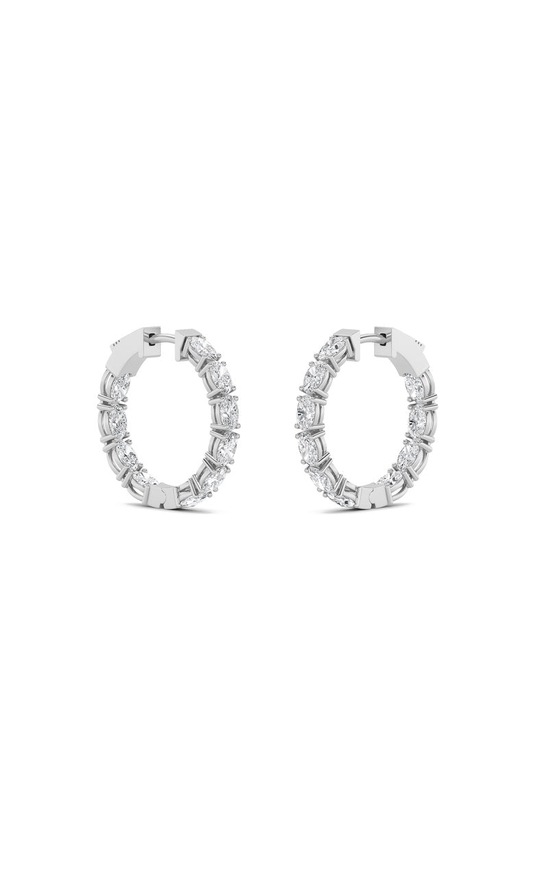 4Cttw Oval Shaped Lab Grown Diamond (F/VS) InsideOut Hoop Earrings in 14K Gold