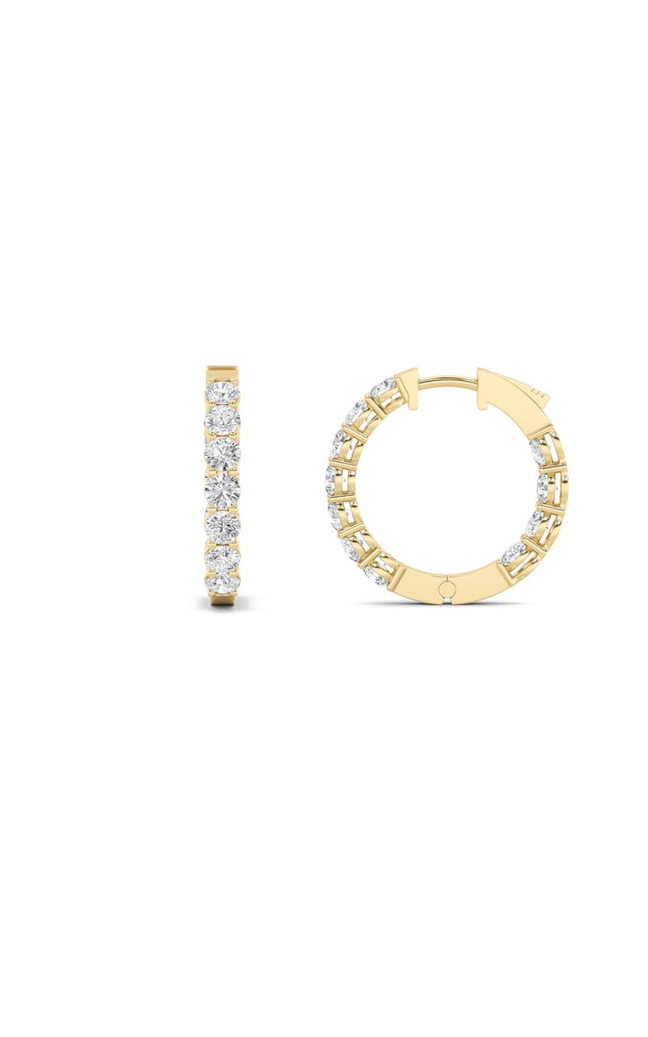 4Cttw Round Shaped Lab Grown Diamond (F/VS) Inside Out Hoop Earrings in 14K Gold