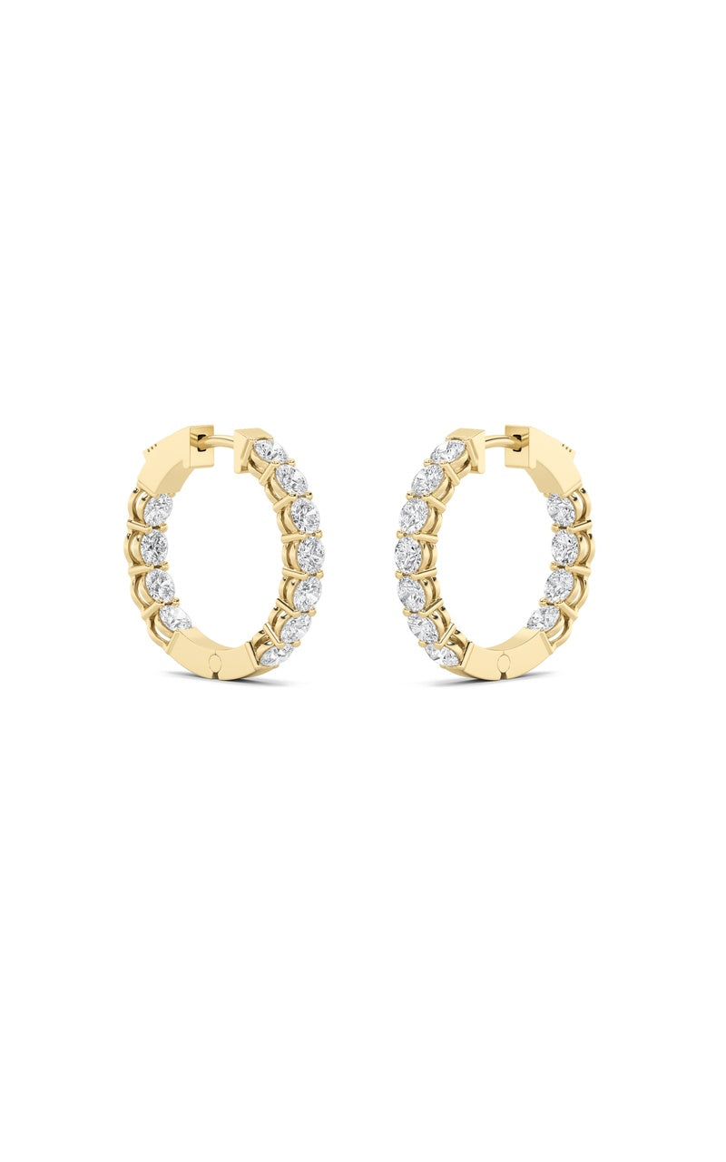 4Cttw Round Shaped Lab Grown Diamond (F/VS) Inside Out Hoop Earrings in 14K Gold