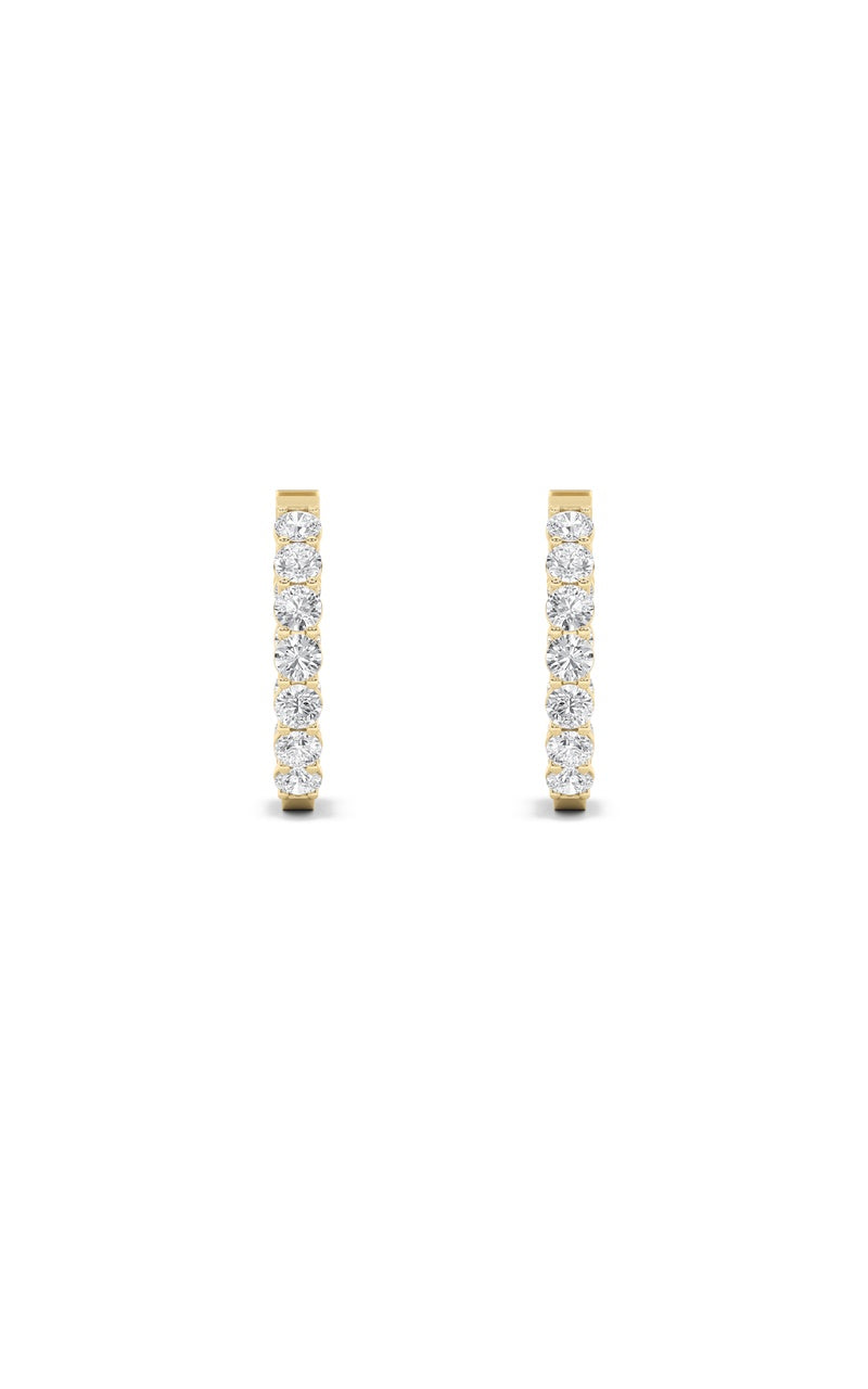 4Cttw Round Shaped Lab Grown Diamond (F/VS) Inside Out Hoop Earrings in 14K Gold