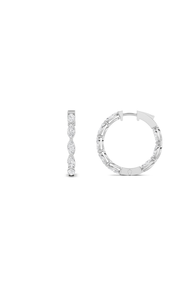3Cttw Marquise Shaped Lab Grown Diamond (F/VS) Inside Out Hoop Earrings in 14K Gold