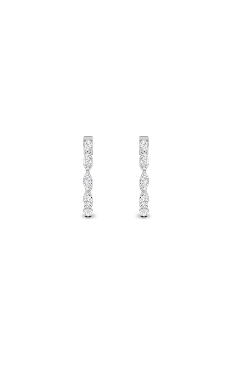 3Cttw Marquise Shaped Lab Grown Diamond (F/VS) Inside Out Hoop Earrings in 14K Gold