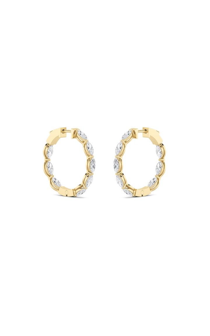 4Cttw Marquise Shaped Lab Grown Diamond (F/VS) Inside Out Hoop Earrings in 14K Gold