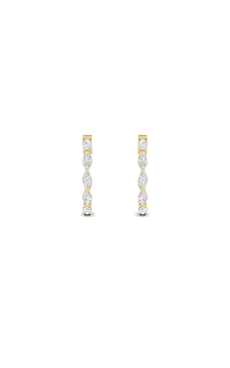 4Cttw Marquise Shaped Lab Grown Diamond (F/VS) Inside Out Hoop Earrings in 14K Gold