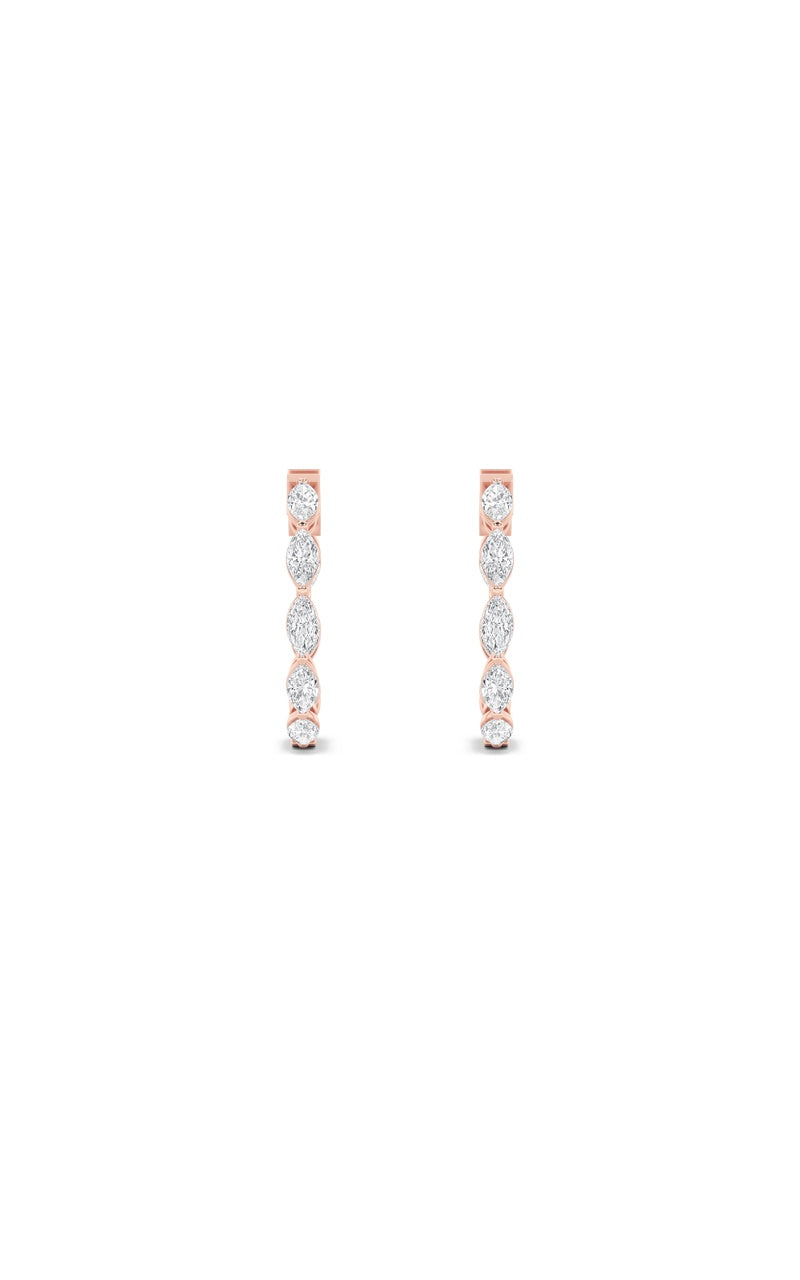 4Cttw Marquise Shaped Lab Grown Diamond (F/VS) Inside Out Hoop Earrings in 14K Gold