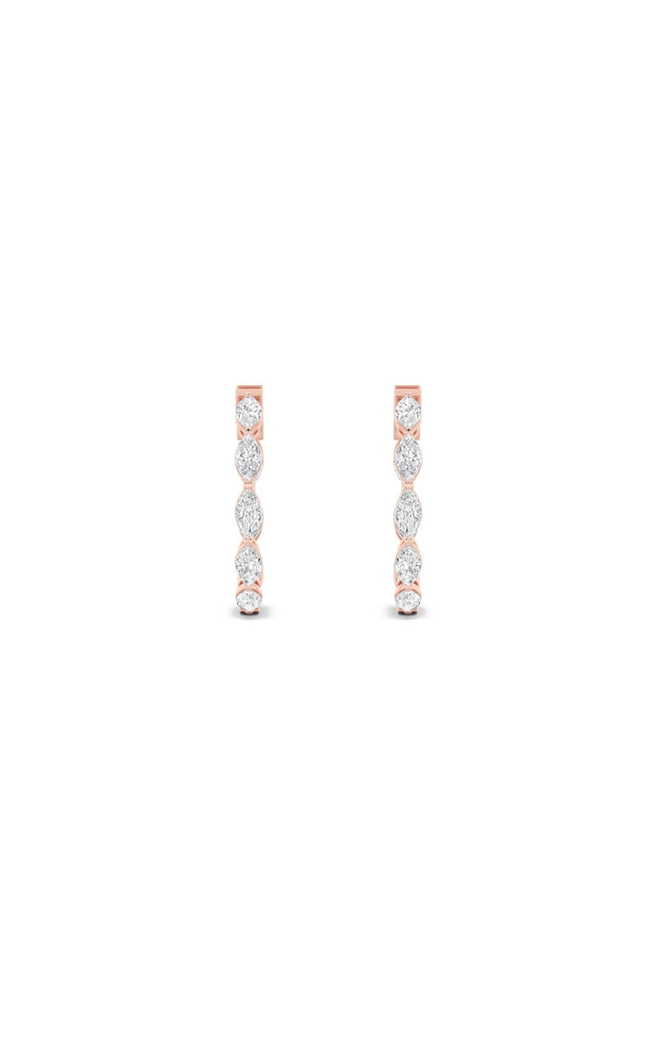 4Cttw Marquise Shaped Lab Grown Diamond (F/VS) Inside Out Hoop Earrings in 14K Gold
