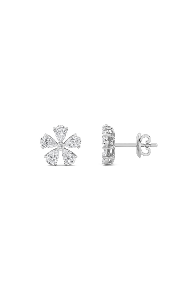 1.5Cttw Pear Shaped Lab Grown Diamond (F/VS) Floral Earrings in 14K Gold