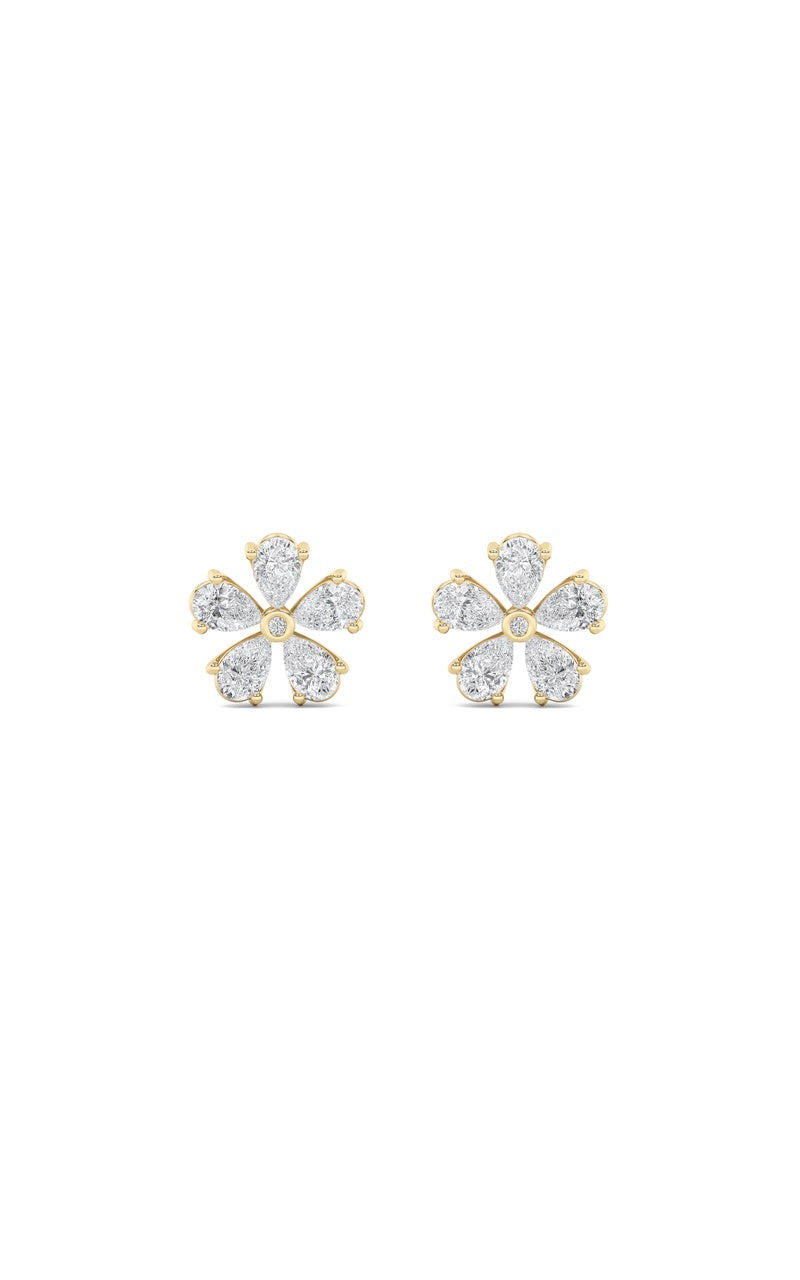 2.5Cttw Pear Shaped Lab Grown Diamond (F/VS) Floral Earrings in 14K Gold