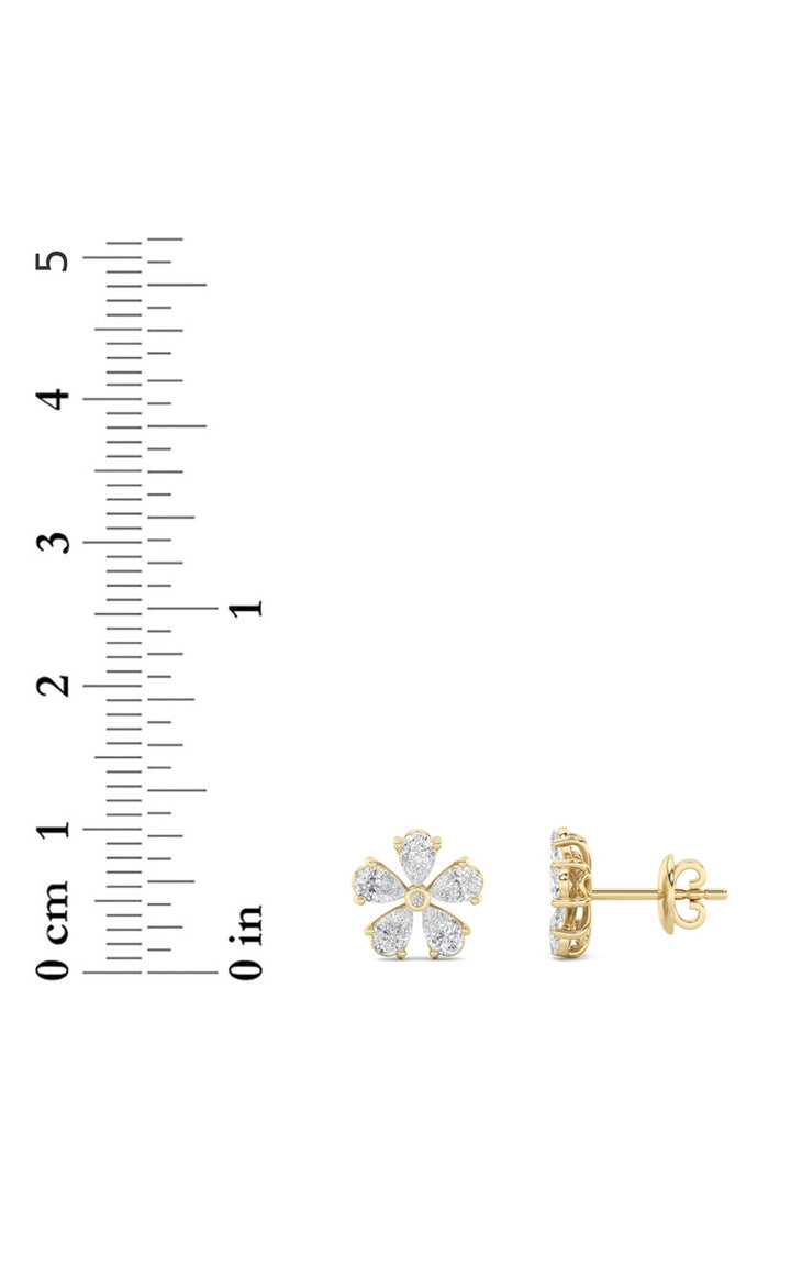 2.5Cttw Pear Shaped Lab Grown Diamond (F/VS) Floral Earrings in 14K Gold