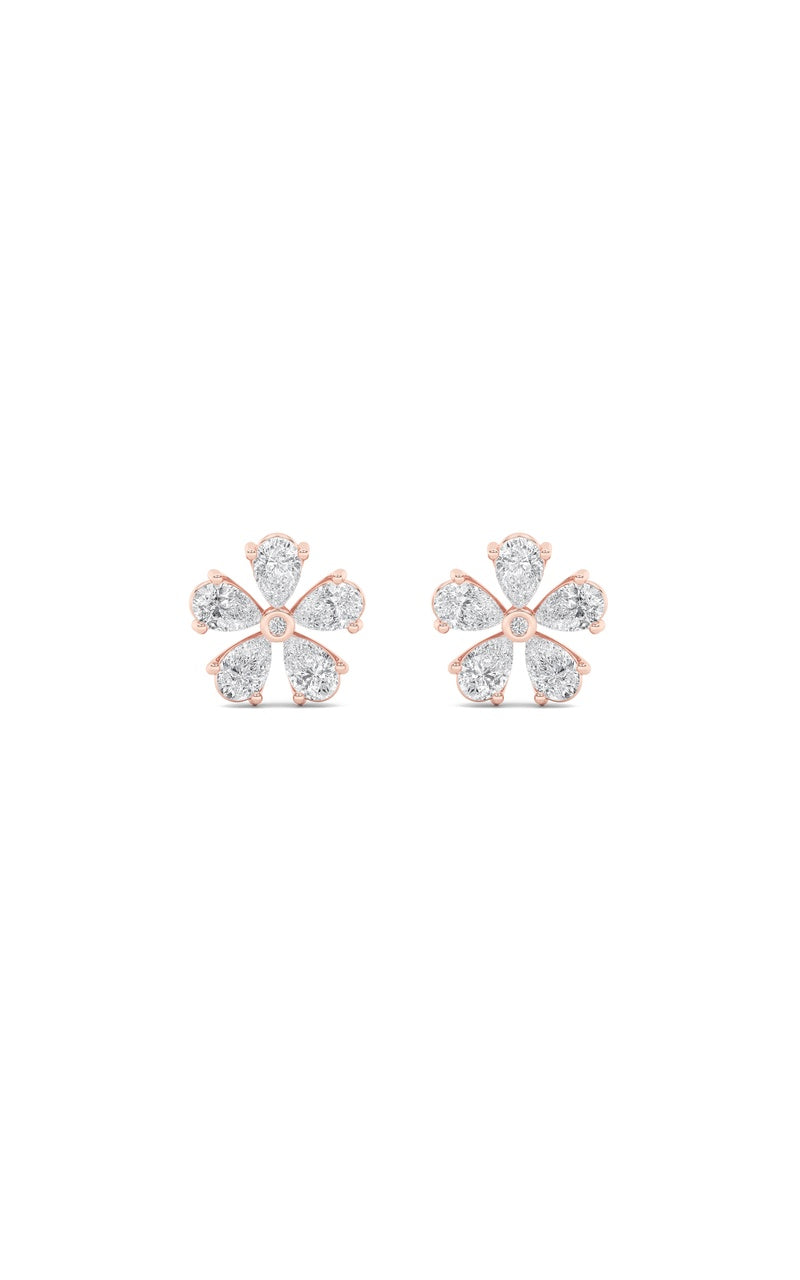 2.5Cttw Pear Shaped Lab Grown Diamond (F/VS) Floral Earrings in 14K Gold