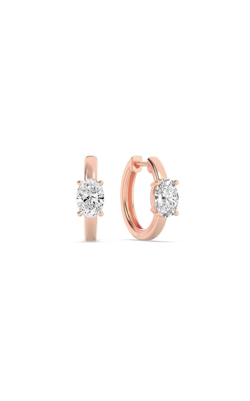 1.5Cttw Oval Shaped Lab Grown Diamond (F/VS) Solitaire Huggie Earrings in 14K Gold