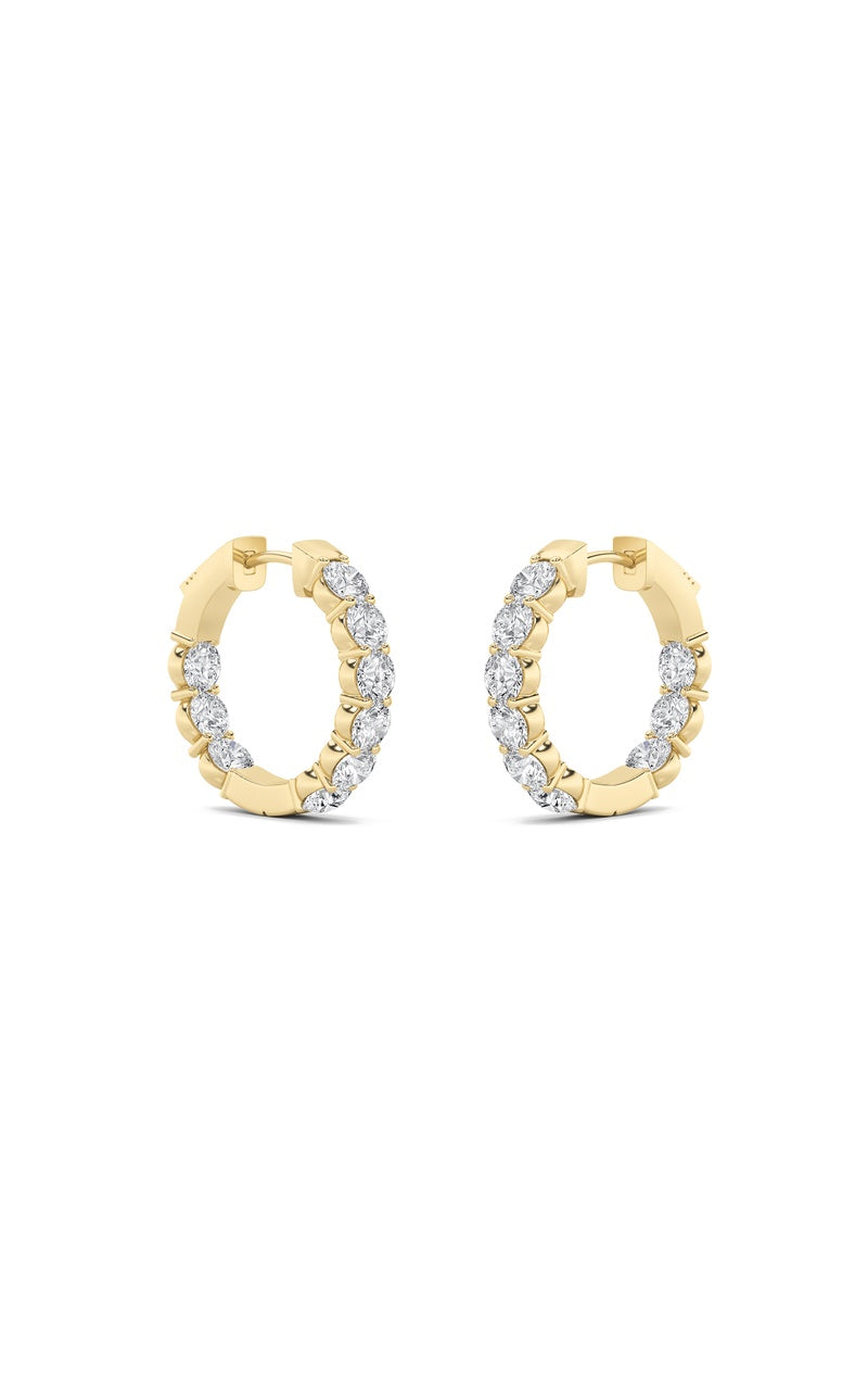 3Cttw Round Shaped Lab Grown Diamond (F/VS) Inside out Hoop Earrings in 14K Gold