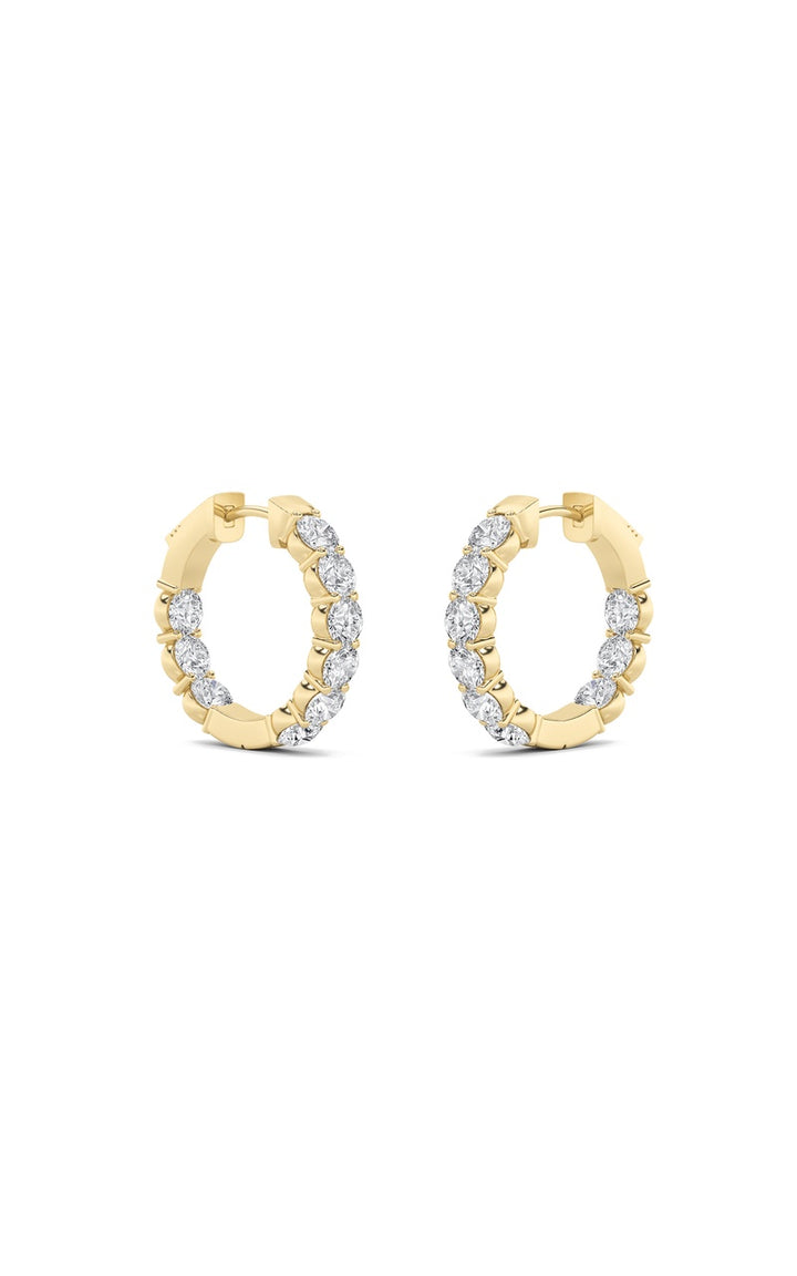 3Cttw Round Shaped Lab Grown Diamond (F/VS) Inside out Hoop Earrings in 14K Gold